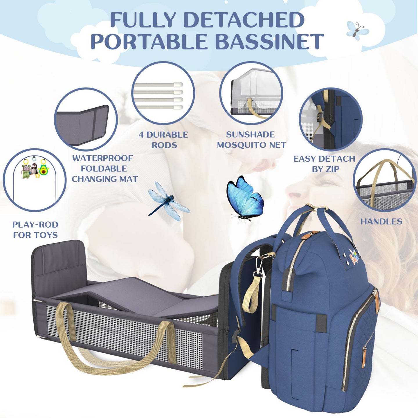 Sac à langer bleu